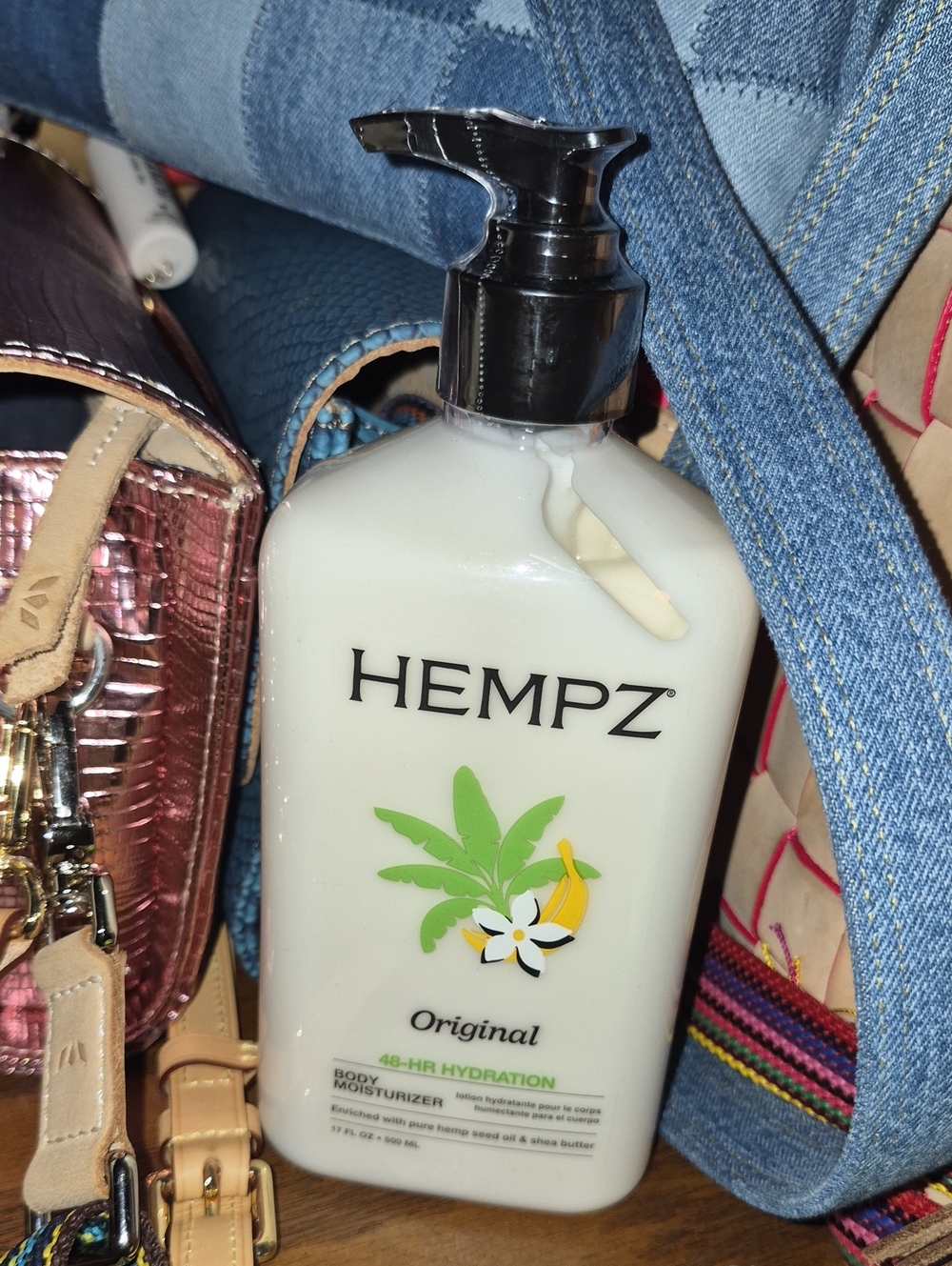 Hempz Cream White Moisturizer Bottle with Black Pump